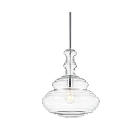 Jonathan Y Bettina 13.37" Glass/Metal LED Pendant, Chrome/Clear JYL6402A