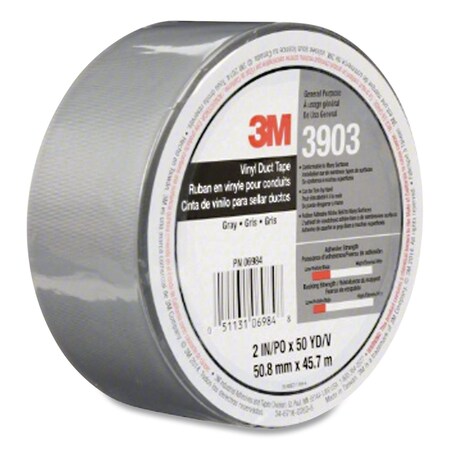 3M Vinyl Duct Tape 3903, 2" x 50 yds, Gray 7100145925