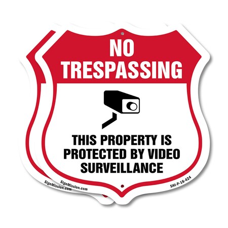 Signmission No Trespassing Shield Sign This Property, 18 inch X 18 inch, Plastic Sign, 2PK SHI-P-2PACK-18-424