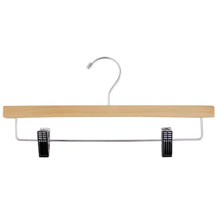 Nahanco 14in Natural Gloss Wooden Skirt/Pant Hanger w/ Chrome Hardware, 25PK 6214RCCHHU