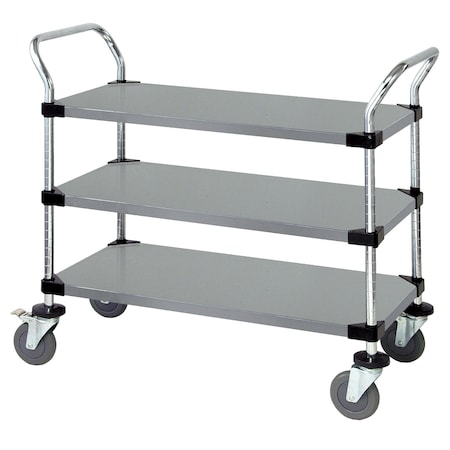 Quantum Storage Systems UTILITY CART 3 SOLID SHELVES STAINLESS WRSC-1836-3SS