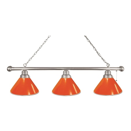 Holland Bar Stool Co Orange 3 Shade Billiard Light, Chrome Fixture BL3CHOrg