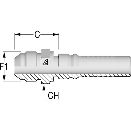 Kuriyama Alfacrimp Hose Fitting, JIC Male 37 Degrees Interlock - Y Series, 3/4 in. Hose ID, 1 1/16-12 Thread Y-1212-MJIC