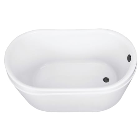 Kingston Brass 52-Inch Acrylic Oval Double Slipper Freestanding Tub with Overflow/Drain Assembly VTRS522928M0