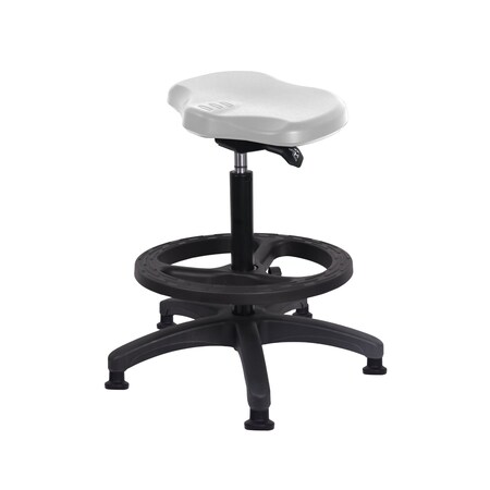 Blue Ridge Ergonomics Polyurethane Ray Sit-Stand with Black Foot Ring in Gray Polyurethane PRPHBST-RG-BF-RG-GRY