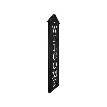 Homeroots 48in Black And White Solid Wood Birdhouse Welcome Porch Sign 634304