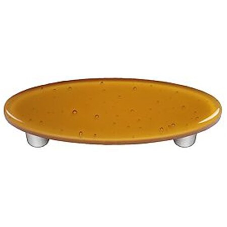 Palacedesigns Medium Amber Oval Glass Cabinet Pull - Aluminum Post PA171066