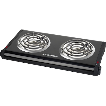 Black & Decker Buffet Range, 5001000 W, 2Burner, Knob Control, 2Control, Metal, Black DB1002B