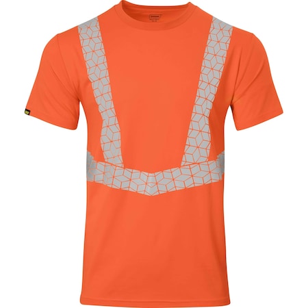 Ironwear Elastex Class 2 Breathable Short Sleeve Hi Vis Shirt with GeoFlect Reflective Tape, Orange, 3XL 7132-O-3XL