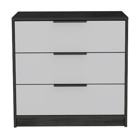 Homeroots 28" White And Smokey Oak Manufactured Wood Three Drawer Dresser 477805