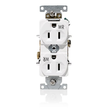 Leviton PlugsandRcptcls, 15A, 125VAC, Wht, Nylon, PK1 WBR15-W