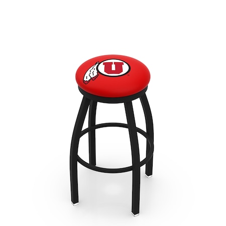 Holland Bar Stool Co 25" Blk Wrinkle Utah Swivel Bar Stool, Accent Ring L8B2B25UtahUn