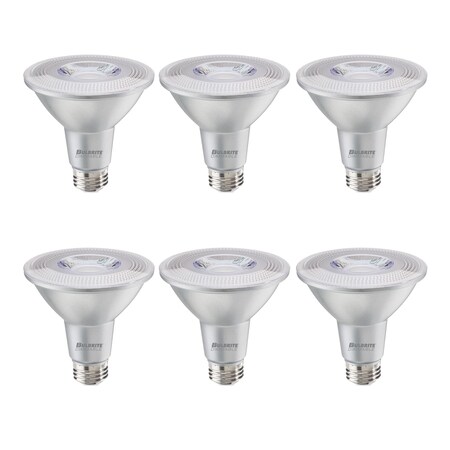 Bulbrite 75-Watt Equivalent Dimmable Flood PAR30LN Medium E26 LED Light Bulb, 3000K, 6PK 861784