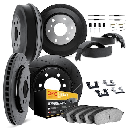 Dynamic Friction Co DFC Brake Rotor - Drilled & Slotted - Black- Heavy Duty Brake Pad & HW Kit 8284-40148