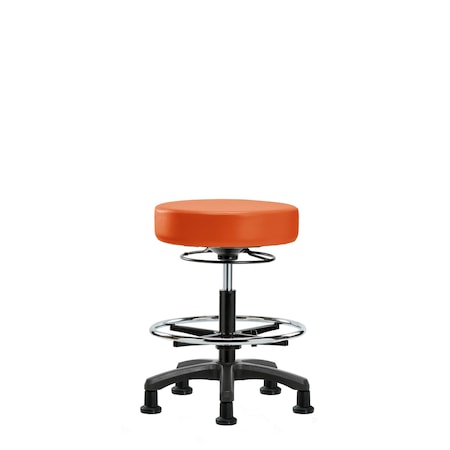 Blue Ridge Ergonomics Vinyl Mini-Stool-Medium Bench Ht with Chrome Foot Ring&Stat Glides in Orange Kist Trailblazer Vinyl VMBMS-RG-CF-RG-8613