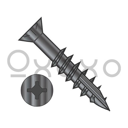 Oxoxo 9-10X2 1/2 Square Phil #8Flat w/Nibs Deep Thread Wood Screw 2/3 Thread Type 17 Black Oxide, 3000PK 568945