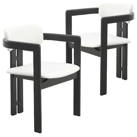 Leisuremod Velo Series Modern Dining Chair in Black Wood with Off White Seat, 2PK VCBL-51OW-2