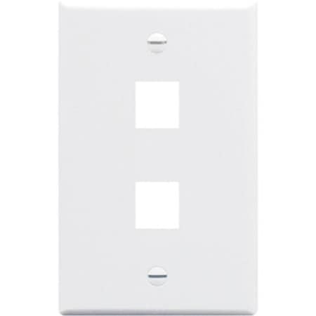 Icc Single-Gang Flush Mount Faceplate, 2-Port, White IC107F02WH