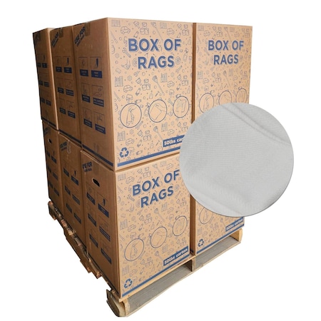 Supremeplus New White Heavyweight Cotton Rags, 600 lbs. Pallet, 50x 12 lbs. Boxes, 12PK SP-2572
