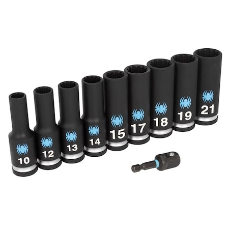 Spyder 10pc 1/2in Drive Deep Impact Socket Set, MM 19701