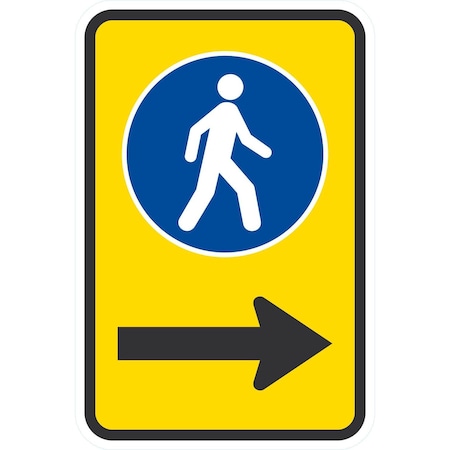 Lyle Pedestrian Walking (w/ Right Arrow), 12x18, Engineer Grade, Yellow G-3237-EG_12x18
