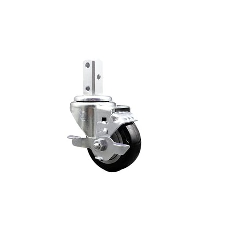Service Caster 3.5 Inch Black Polyurethane Wheel Swivel 7/8 Inch Square Stem Caster with Brake SCC-SQ20S3514-PPUB-BLK-TLB-78