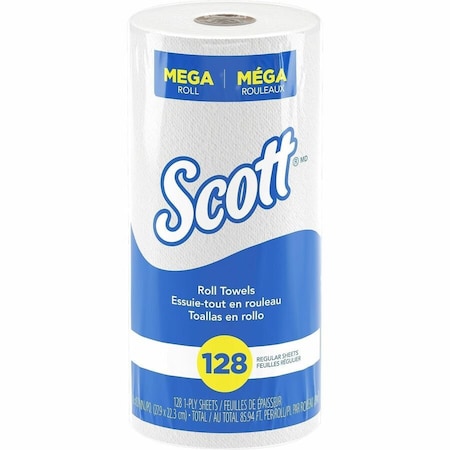 Scott Perforated Paper Towel, 1 Ply, 128 Sheets, White, 20 PK 41482
