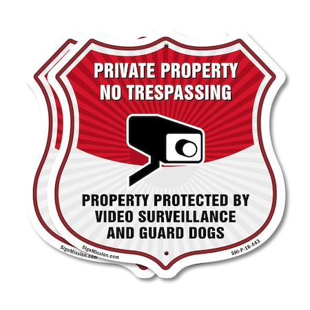Signmission Private Property Shield Sign No Trespass, 18 inch X 18 inch, Plastic Sign, 2PK SHI-P-2PACK-18-443