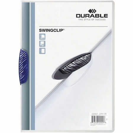Durable Office Products Durable, Swingclip Clear Report Cover, Letter Size, Dark Blue Clip, 25PK 226307