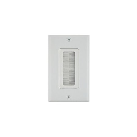 Cable Wholesale Decora Wall Plate Insert, Brush Style Pass Through, Ultra White 45-0018-UWH