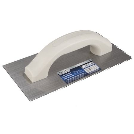 Vulcan V-Notched Trowel, 3/16 in x 5/32 in, High-Carbon Steel Blade, Poly Foam Ergonomic Handle PT-150063L