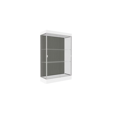 Ghent Lighted Floor Display Case 48x76x20, 6" Base, Satin 92LFSL-SN-WHT