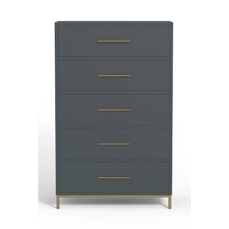 Homeroots 33" Gray Solid Wood Five Drawer Dresser 524130