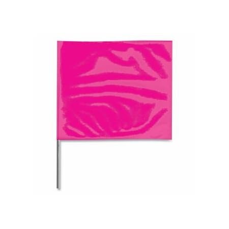Presco Stake Flag, 4 in x 5 in, 21 in H, Pink Glo, 100PK 764-4521PG