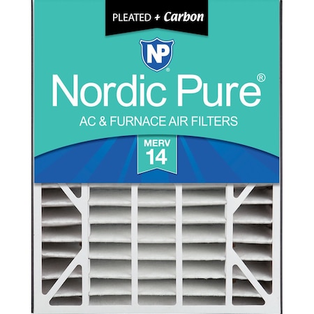 Nordic Pure 20x25x5 Plus Carbon Pleated Air Filter, High Capacity, MERV 14 20x25x5ABM14+C-1