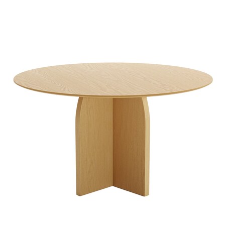 Homeroots 52" Beige Solid Wood Pedestal Base Round Top Dining Table 712169
