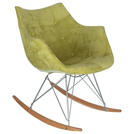 Leisuremod Willow Velvet Eiffel Base Rocking Chair, Lemon Green WR24VLG