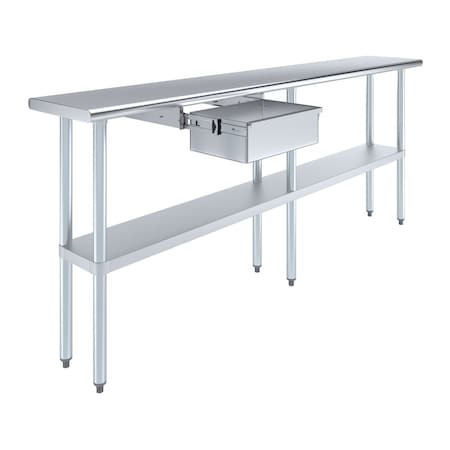 Amgood 14 in. x 84 in. Stainless Steel Table With Drawer AMG WT-1484 + DRAWER-1510-Z