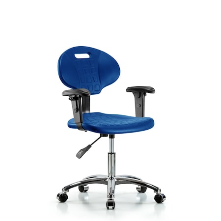 Blue Ridge Ergonomics Erie Poly Chair Chrome, Desk, Arms, Chrome Casters, Blue BR-TPDHCH-CR-A1-CC-BLU