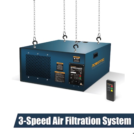 Powertec 3-Speed Remote Controlled Air Filtration System Woodworking (300/350/400 CFM) AF4001