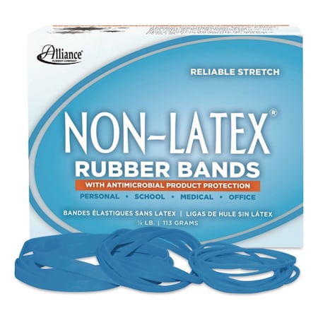 Alliance Rubber Antimicrobial Non-Latex Rubber Bands, Assorted Sizes, Cyan Blue, 250PK 42549