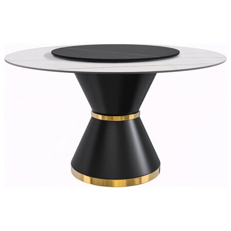 Leisuremod Round 60 in W, 29.5 in L, Sintered Stone/Steel, White/Gold QRBL-60WG-S