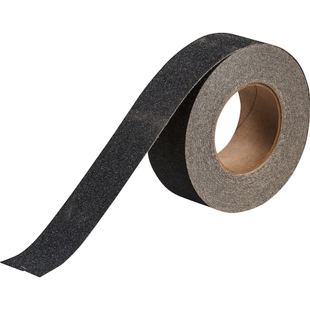 Brady Anti-Skid Tape Roll - Grit-Coated Polyester, Solid Color, Black, 2in x 60ft, 60PK 52423