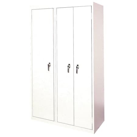 Steel Cabinets Usa Steel Storage Cabinet, 42in L x 21in D x 72in H, 8 Adjustable Shelves, 3 Doors, White AAH-42-3D-W