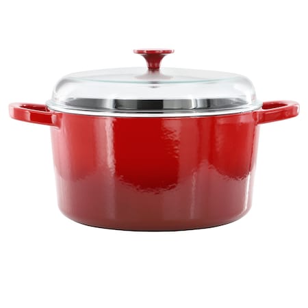 Crock Pot Artisan 7 Quart Enameled Cast Iron Dutch Oven in Red with Borosilcate Lid 750123692M