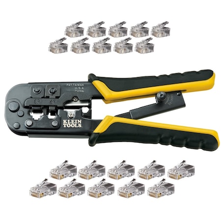 Klein Tools 7 1/2 in Crimper and Connector Kit Ethernet, RJ45 VDV226-817