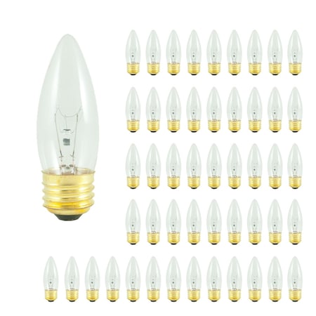 Bulbrite 40-Watt B10 Clear Dimmable Warm White Light Incandescent Light Bulb, 50PK 861106