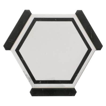 Apollo Tile Aureole 8.66 in. x 9.84 in. Matte White and Black Porcelain Hexagon Wall and Floor Tile (8.07 sq ft/case) - 18 Sheets APLENC88DAYA