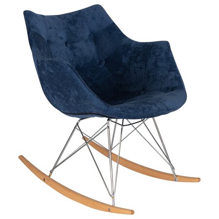 Leisuremod Willow Velvet Eiffel Base Rocking Chair, Navy Blue WR24VBU