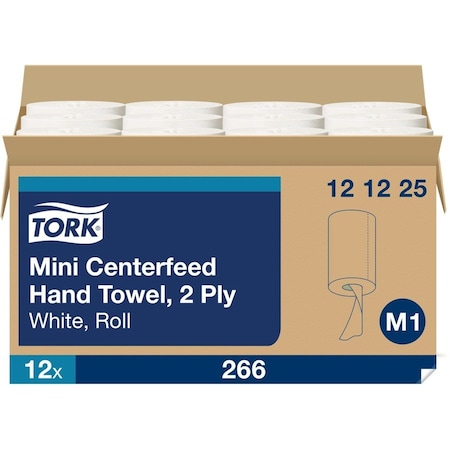 Tork Advanced Soft Mini Centerfeed Hand Towel, 2-Ply, White - 266 Tissue per Roll, Roll of 12 121225